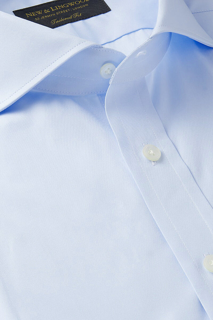 Pale Blue Cutaway Collar Tailored Fit Single Cuff Poplin Shirt