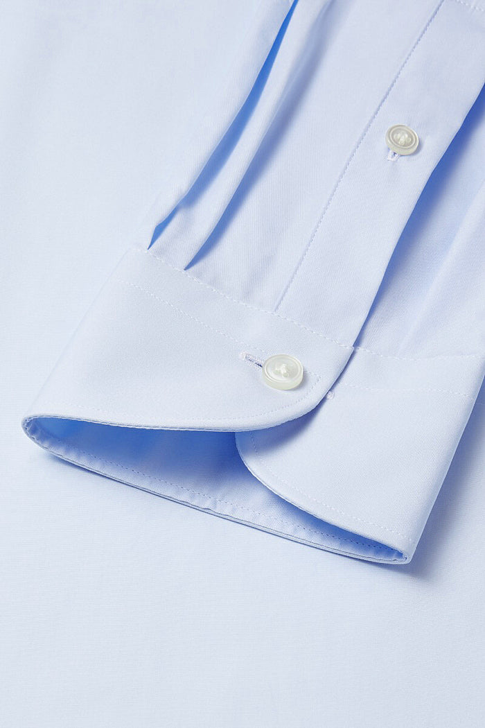 Pale Blue Cutaway Collar Tailored Fit Single Cuff Poplin Shirt