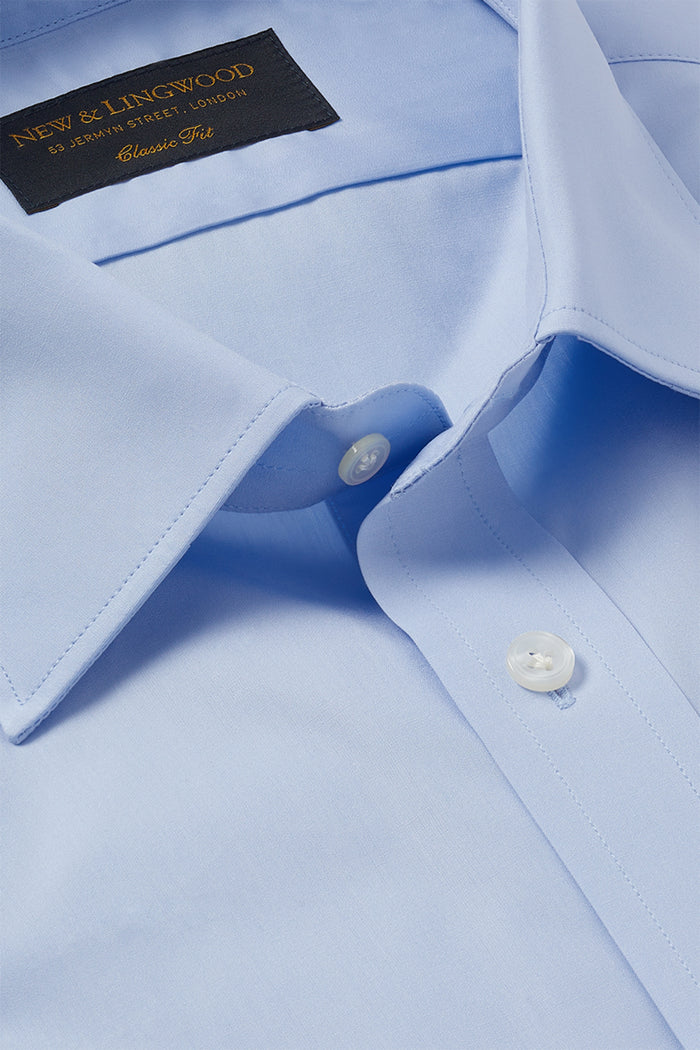 Pale Blue St James' Collar Classic Fit Double Cuff Poplin Shirt