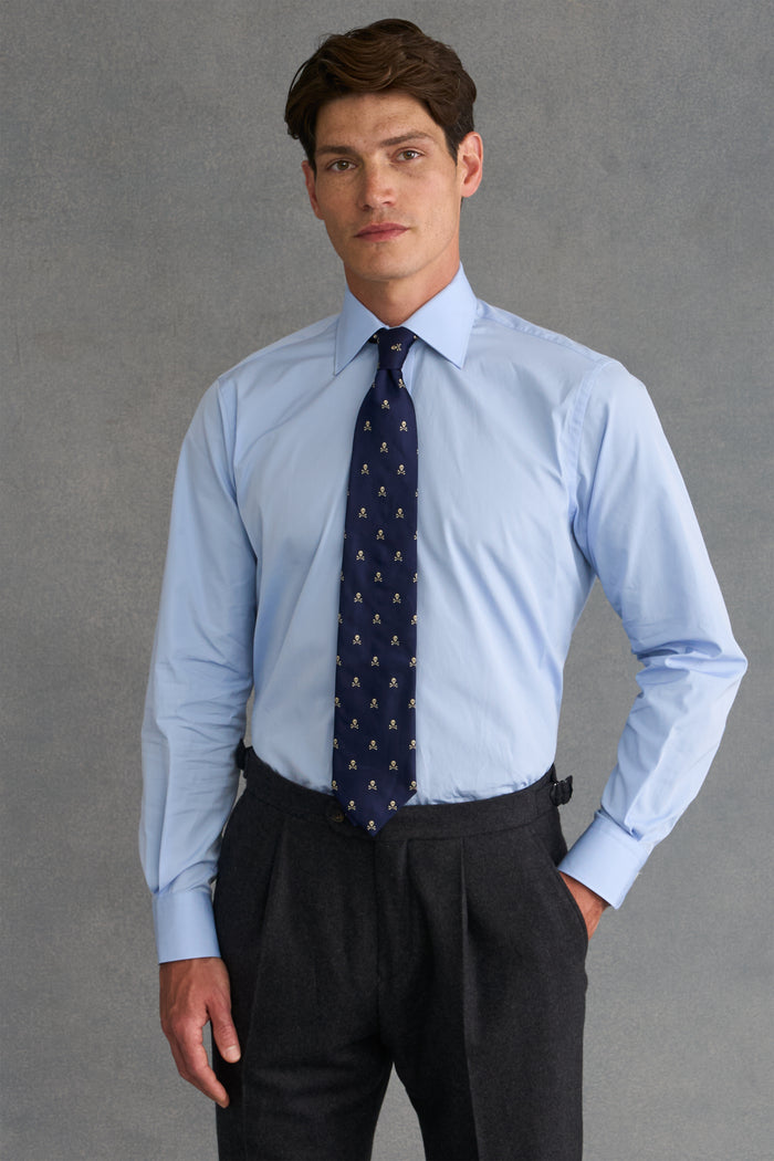 Pale Blue St James' Collar Tailored Fit Single Cuff Poplin Shirt