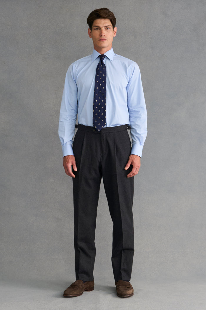 Pale Blue St James' Collar Tailored Fit Single Cuff Poplin Shirt