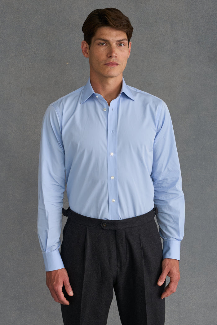Pale Blue St James' Collar Tailored Fit Single Cuff Poplin Shirt