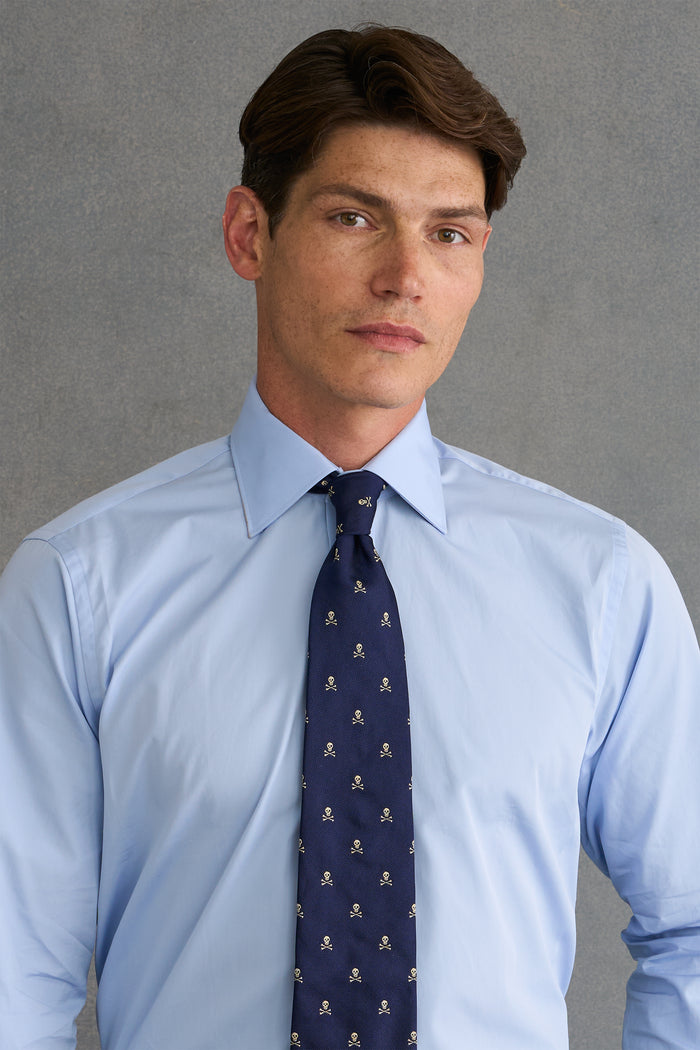Pale Blue St James' Collar Tailored Fit Single Cuff Poplin Shirt