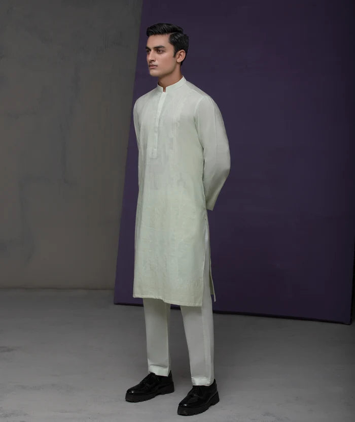 Pastel mint Cotton Jacquard