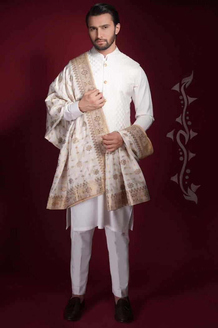 Pearl white waistcoat formen