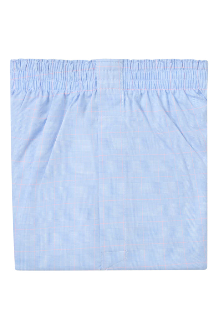 Pink & Blue Prince of Wales Check Cotton Boxer Shorts