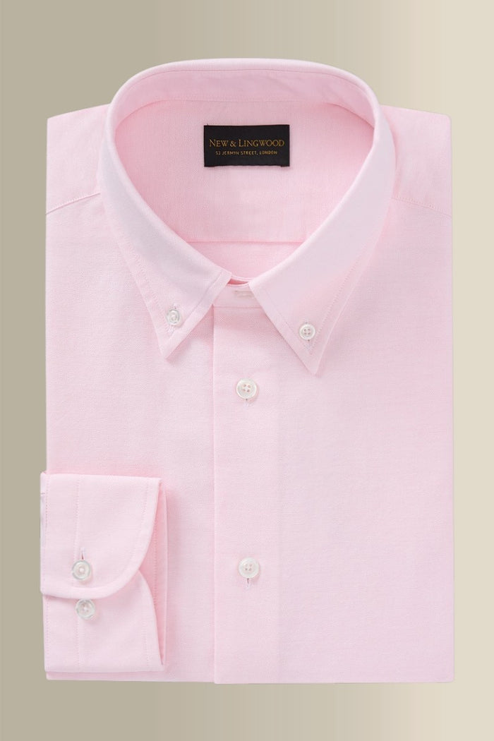 Pink Button Down Collar Tailored Fit Oxford Shirt
