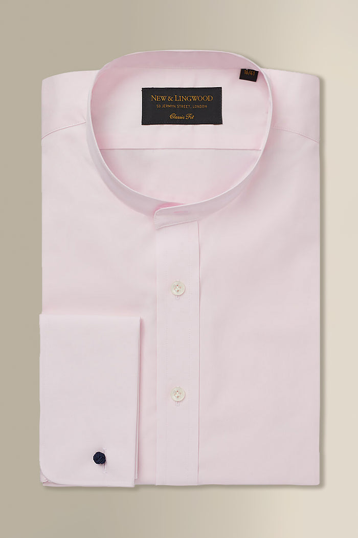 Pink Classic Fit Neckband Poplin Shirt