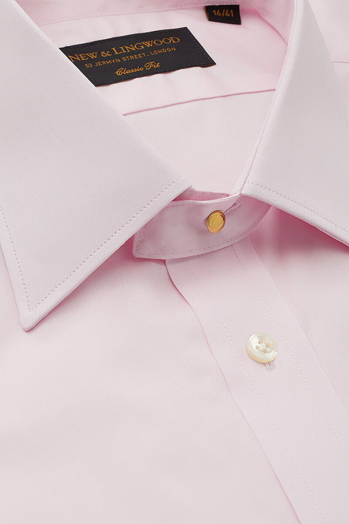 Pink Classic Fit Neckband Poplin Shirt