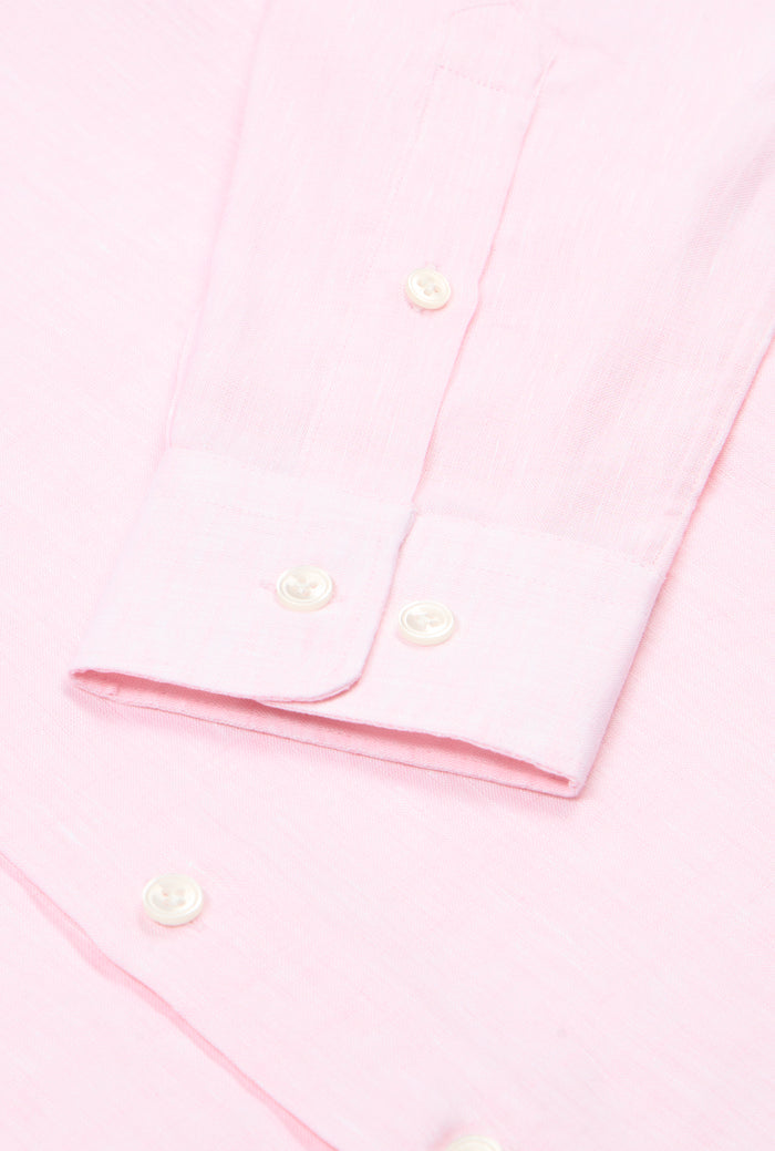 Pink Cutaway Collar Standard Fit Single Cuff Linen Shirt