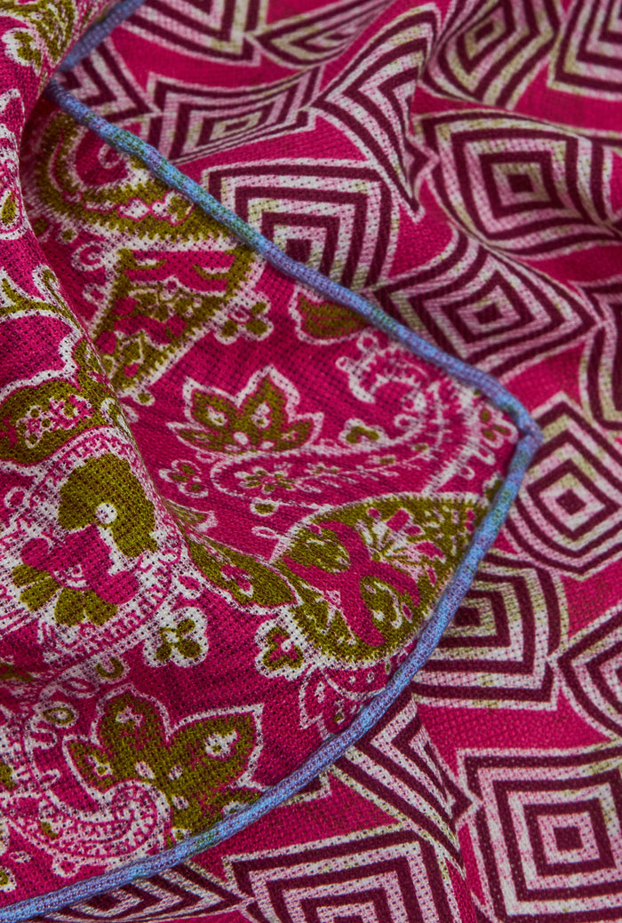 Pink & Green Double Sided Silk Pocket Square