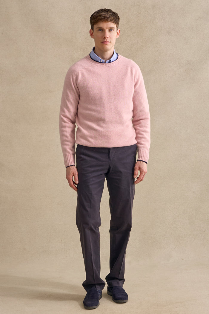 Pink Lambswool Crew Neck Jumper