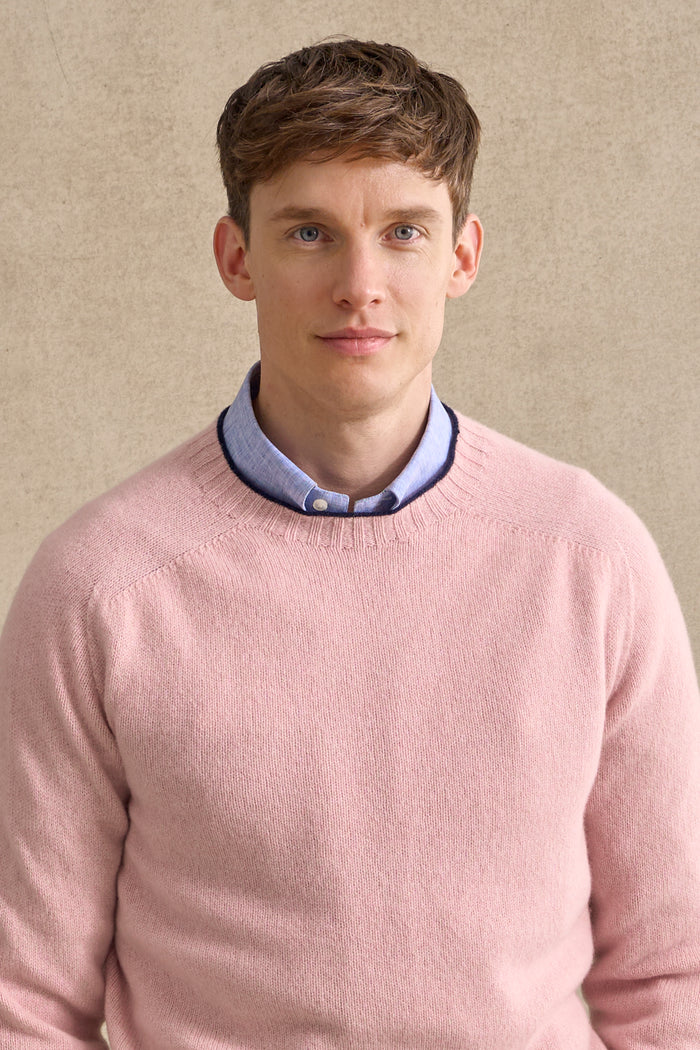 Pink Lambswool Crew Neck Jumper