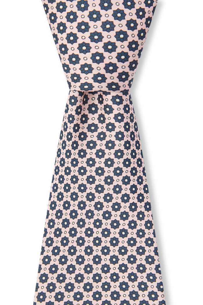 Pink Micro Floral Print Silk Tie