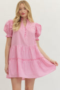 Pinky Gingham Pocket Dress