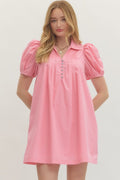Pintuck Puff Sleeve Dress