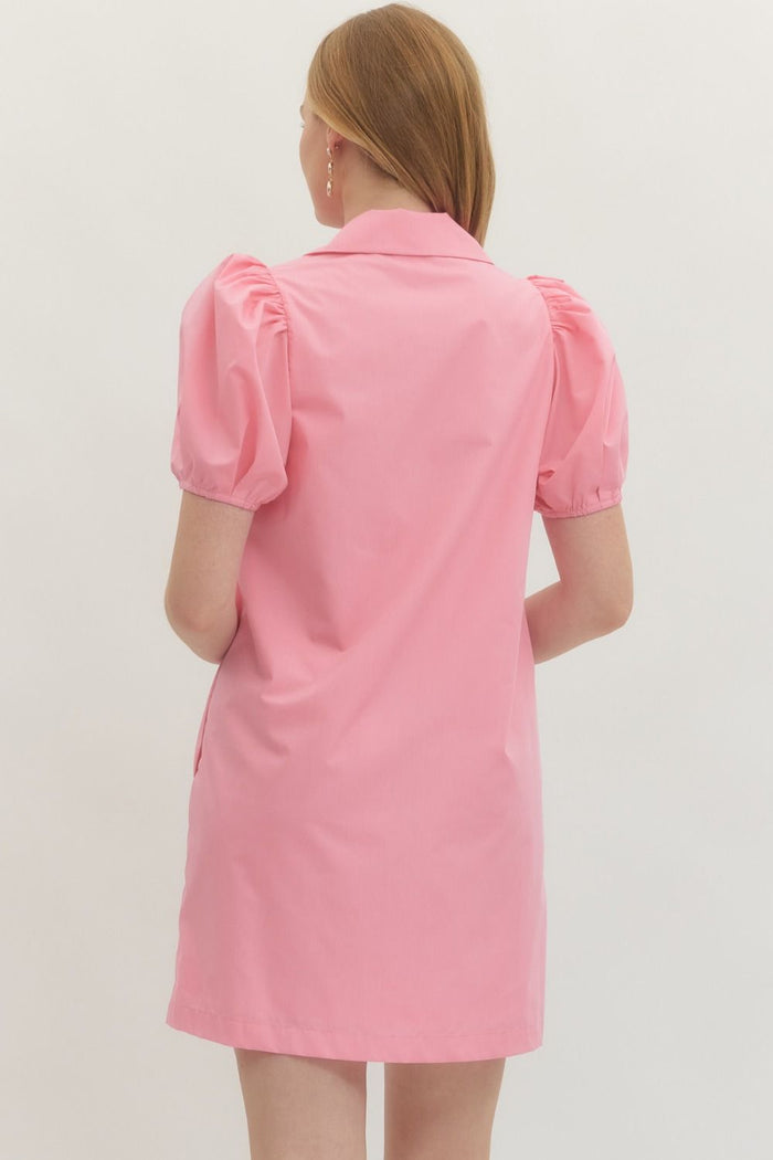 Pintuck Puff Sleeve Dress