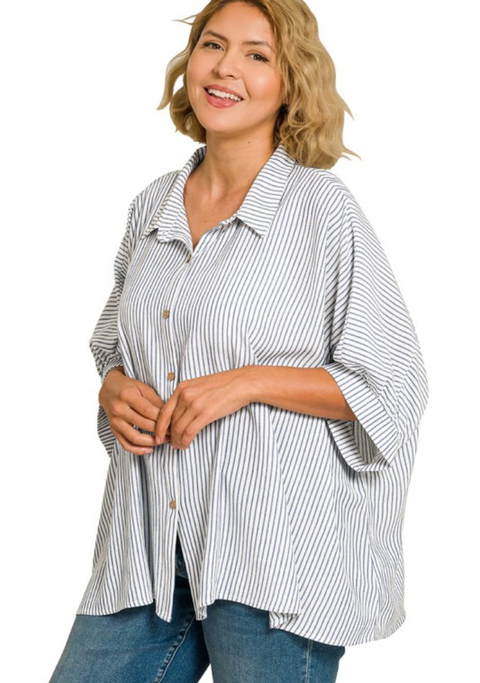 Plus Boxy Button Top