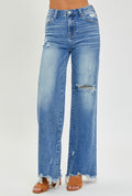 Plus Frayed Hem Wide Leg Jeans