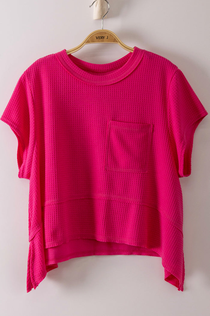 Plus Waffle Knit Pocket Top
