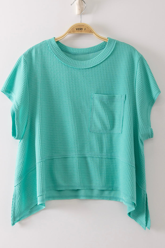 Plus Waffle Knit Pocket Top