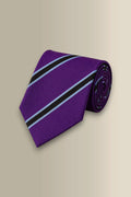 Purple & Black Regimental Stripe Woven Silk Tie