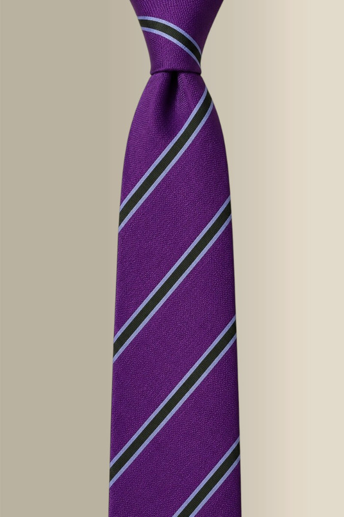 Purple & Black Regimental Stripe Woven Silk Tie