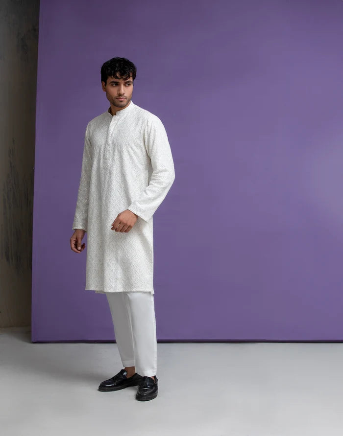 Raaka - Saliqaa'2025 -  White embroidered kurta pyjama