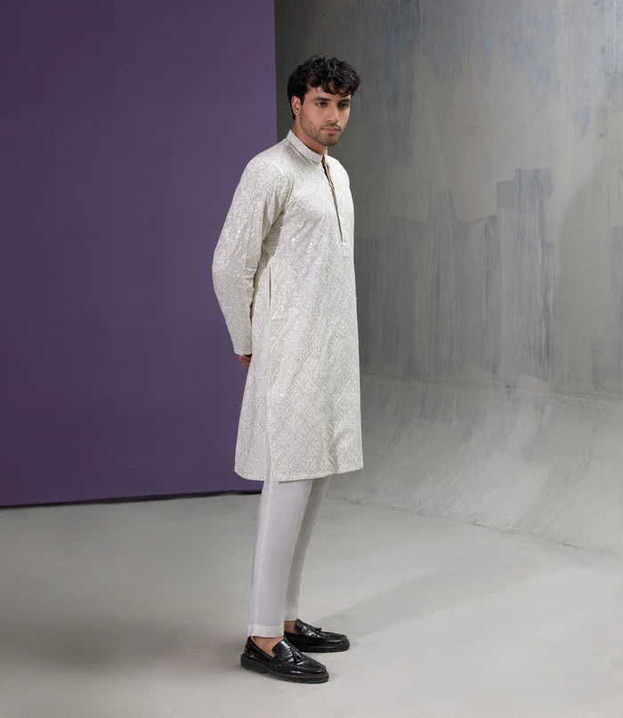 Raaka - Saliqaa'2025 -  White embroidered kurta pyjama