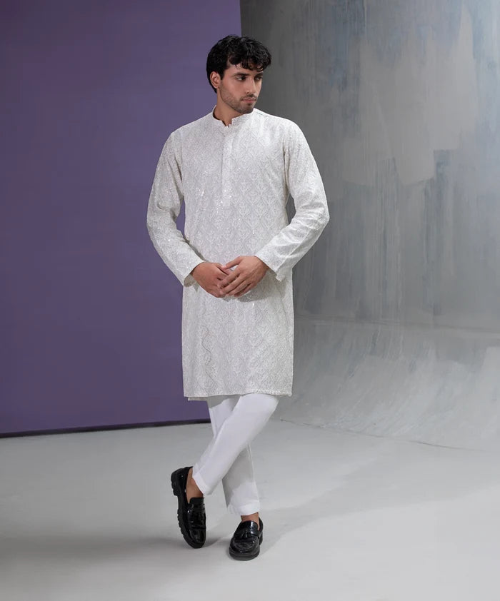 Raaka - Saliqaa'2025 -  White embroidered kurta pyjama