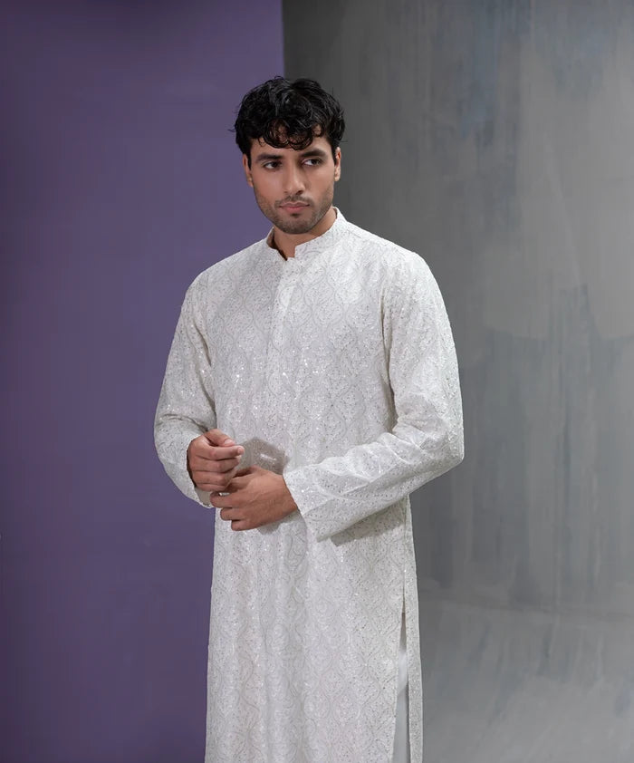 Raaka - Saliqaa'2025 -  White embroidered kurta pyjama