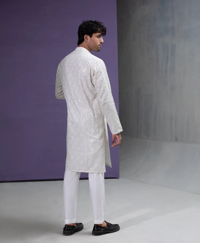 Raaka - Saliqaa'2025 -  White embroidered kurta pyjama
