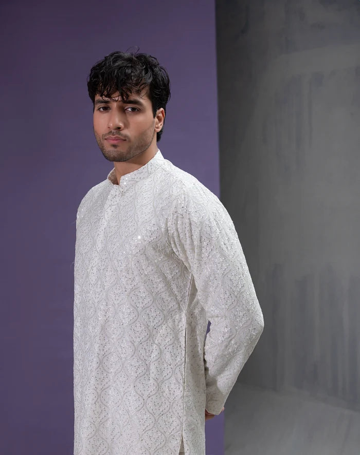 Raaka - Saliqaa'2025 -  White embroidered kurta pyjama