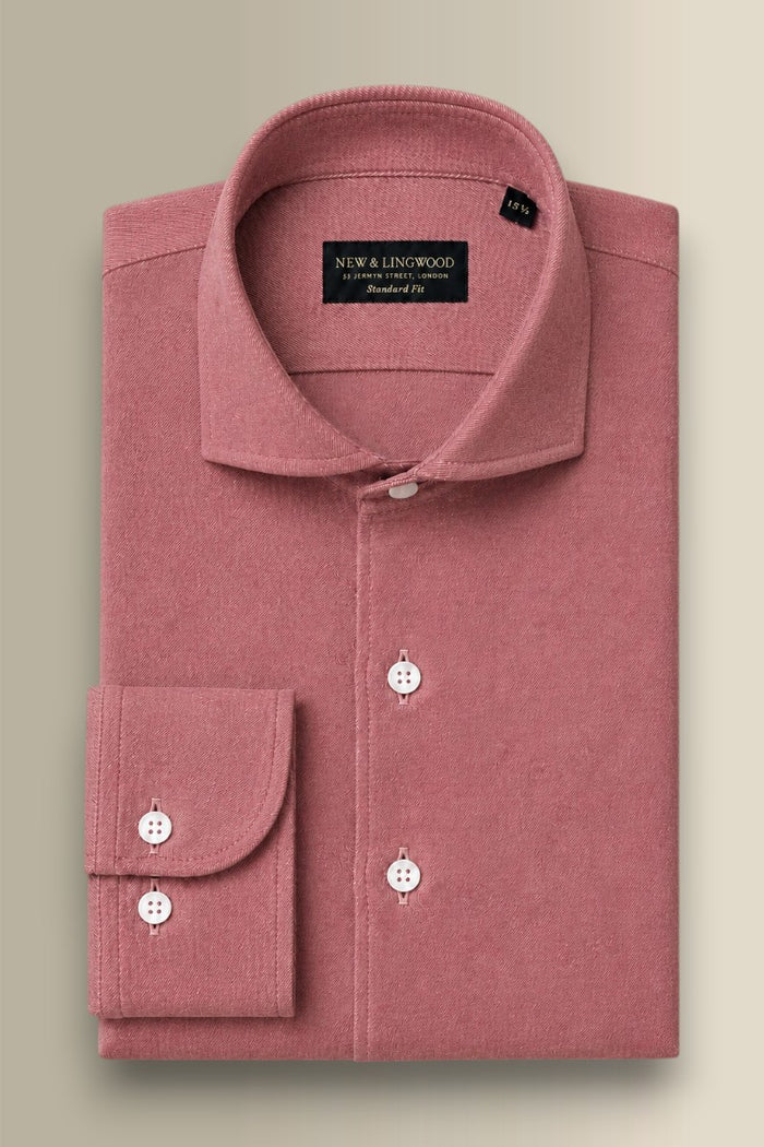 Red Cutaway Collar Standard Fit Flannel Shirt