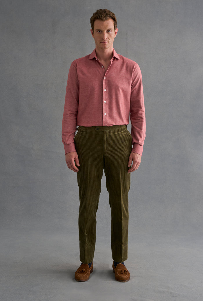 Red Cutaway Collar Standard Fit Flannel Shirt