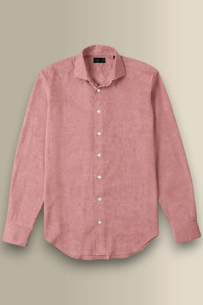 Red Cutaway Collar Standard Fit Flannel Shirt