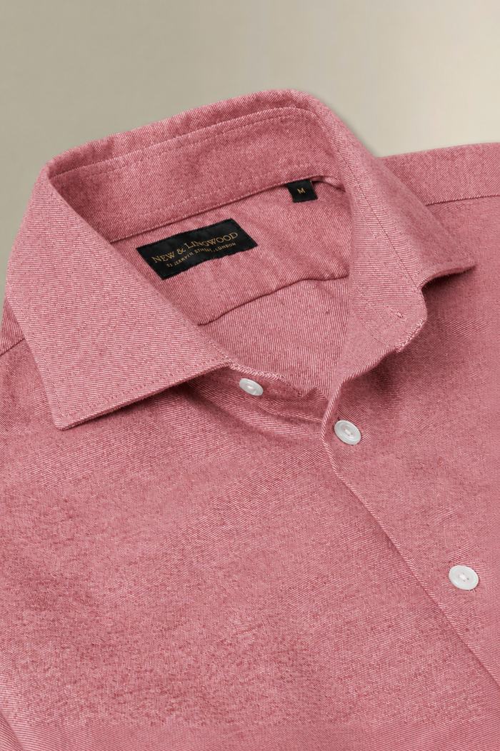 Red Cutaway Collar Standard Fit Flannel Shirt