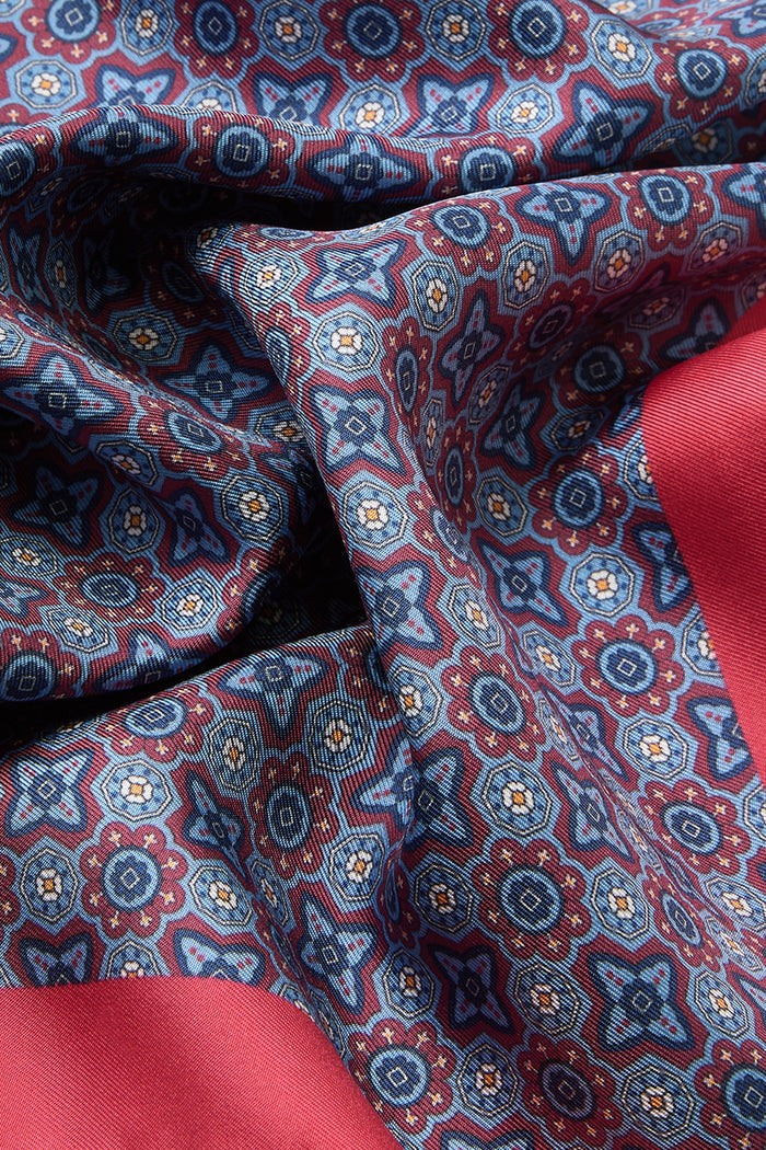 Red Micro Pattern Silk Pocket Square