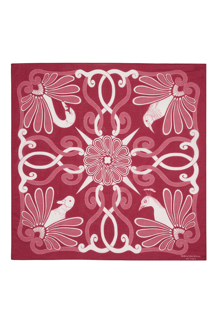 Red Ornitho Print Cotton Bandana