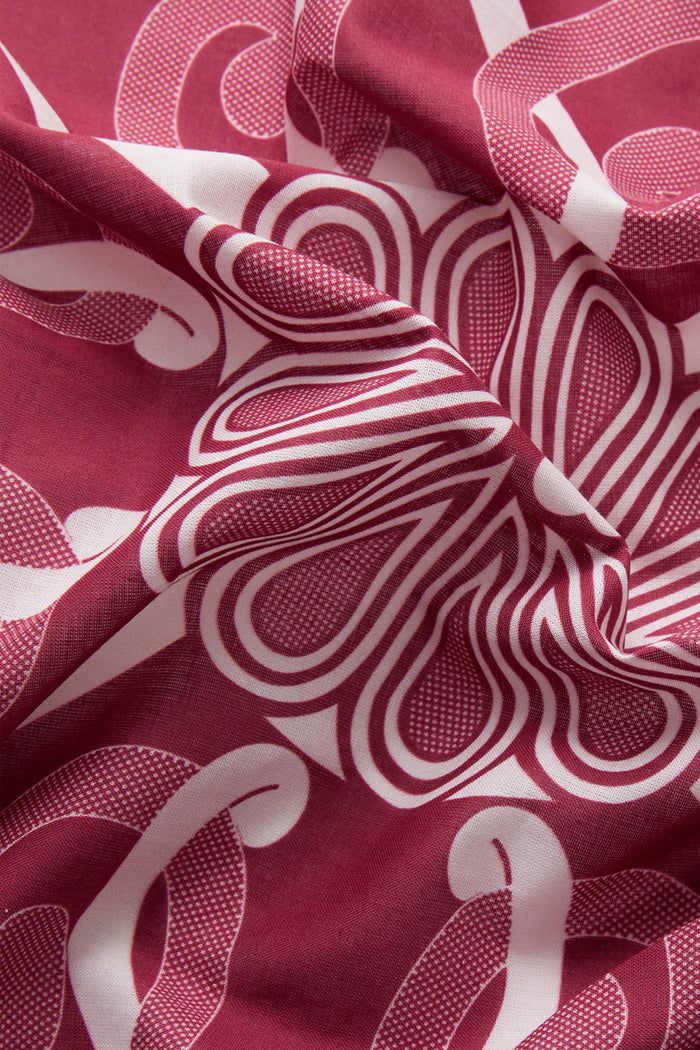Red Ornitho Print Cotton Bandana