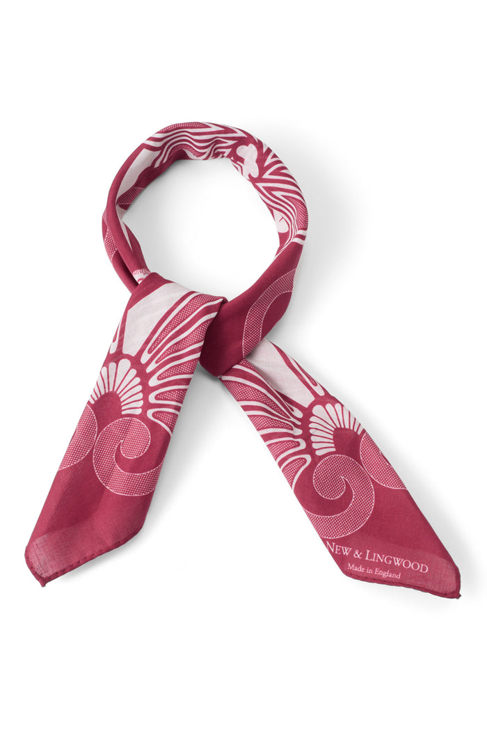 Red Ornitho Print Cotton Bandana
