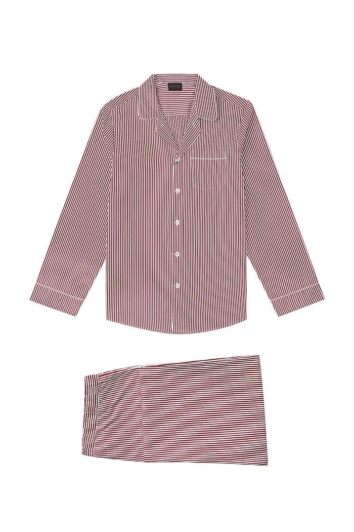 Red & White Bengal Stripe Cotton Pyjama Set