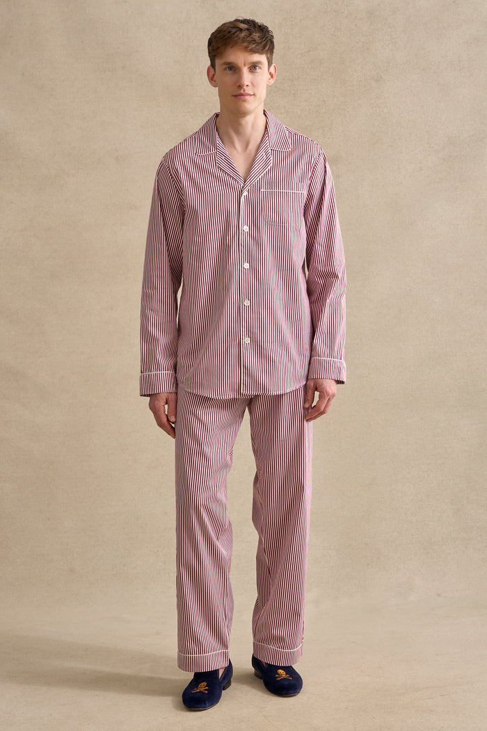 Red & White Bengal Stripe Cotton Pyjama Set