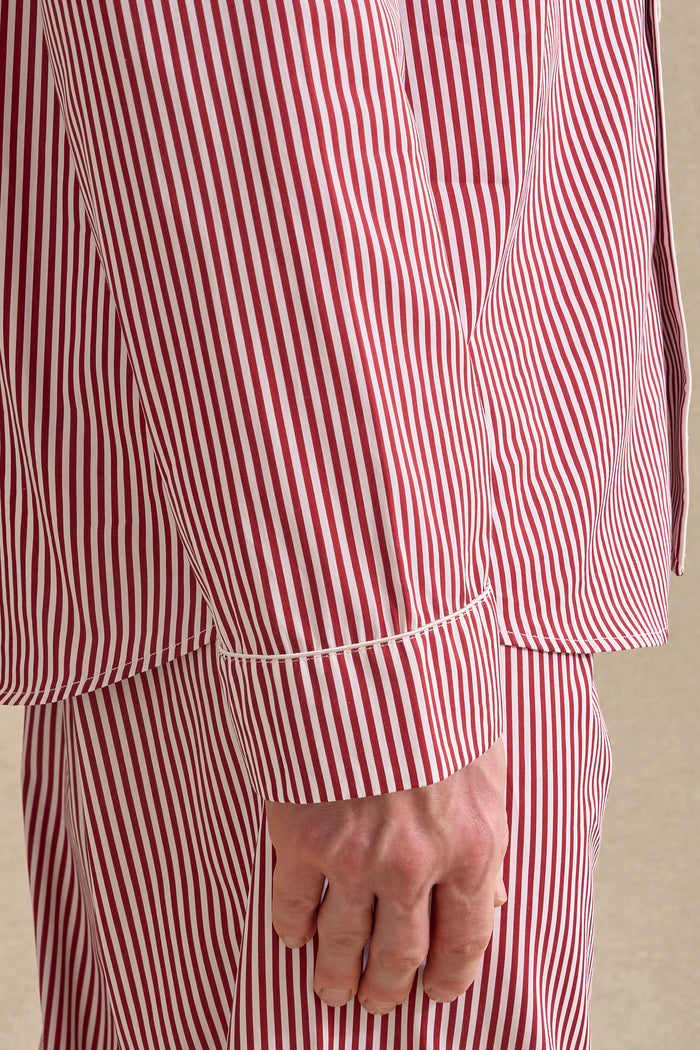 Red & White Bengal Stripe Cotton Pyjama Set