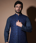 Rim Jhim - Navy Blue resham & sequins embroidered waistcoat