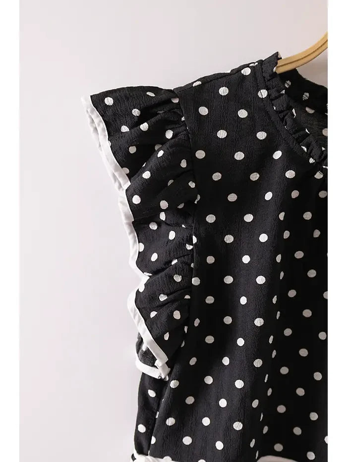 Romantic Polka Dot Ruffle Blouse