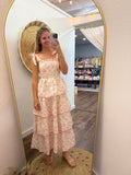Rose Floral Layered Midi Dress