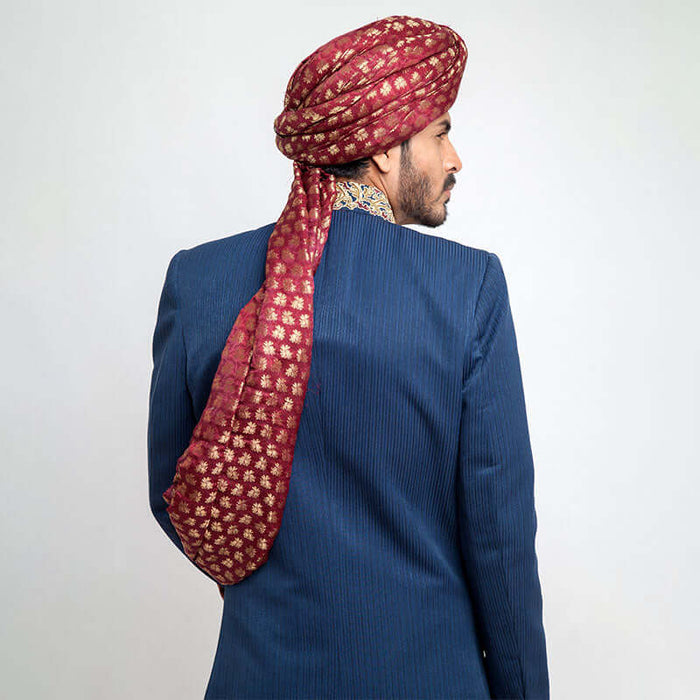 Royal Blue Form Fitted Sherwani with exquisite detailing and modern cut