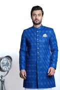 Royal Blue Gardens Short Sherwani with Handcrafted Sequins – Elegant design with intricate sequins for a sophisticated look.