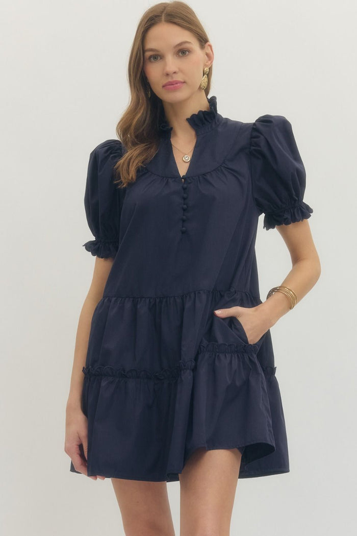 Ruff & Puff Navy Dress